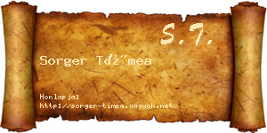Sorger Tímea névjegykártya